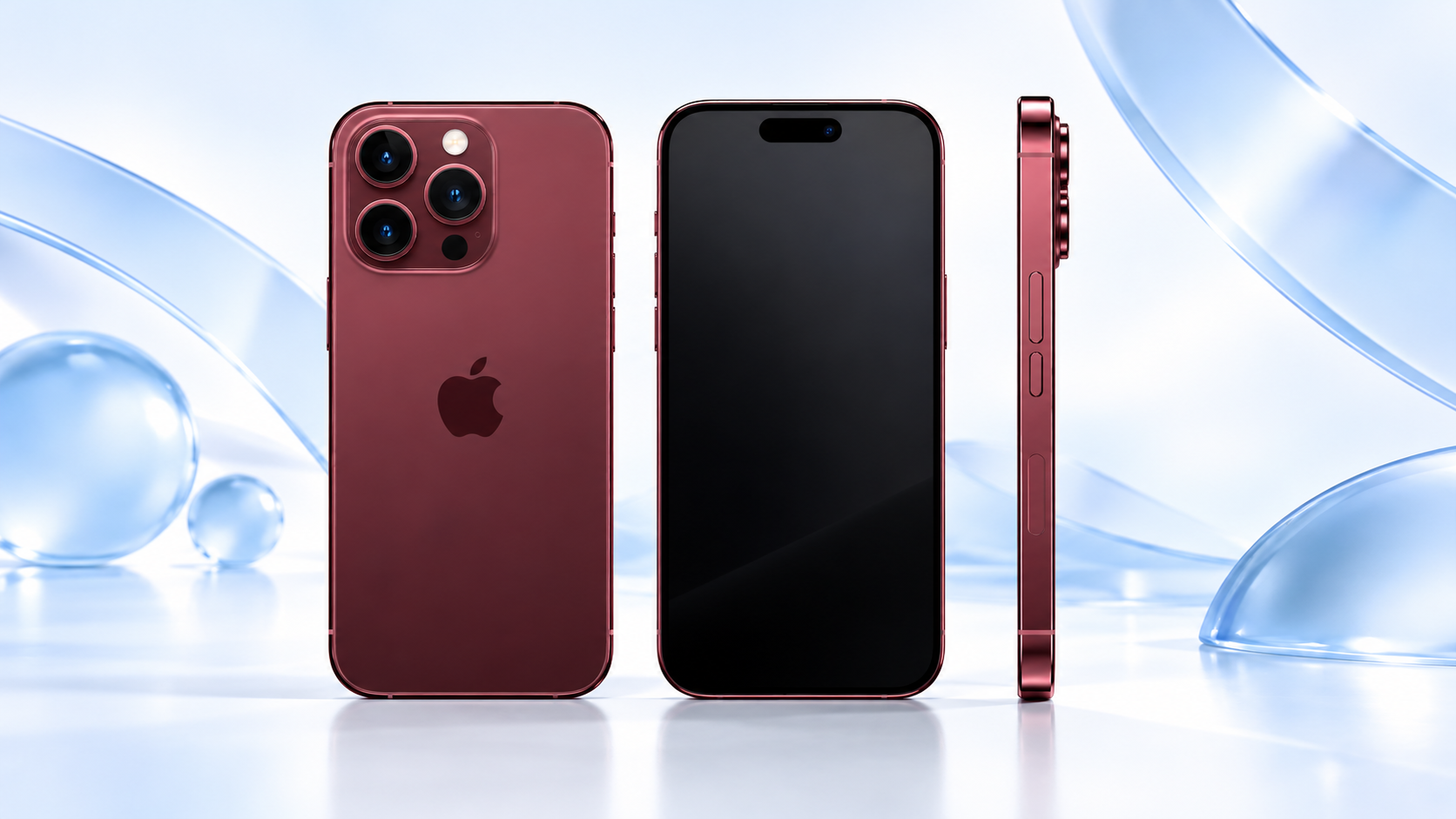 iPhone 18 Pro em vistas frontal, traseira e lateral